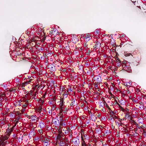 Pioneer Doll Dress & Bonnet, Handmade Outfit, For 18 Inch Dolls Rose Pink Floral - Picture 4 of 11